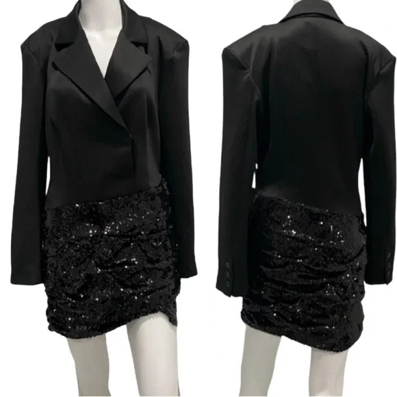 RONNY KOBO Maxwell Sequin Fitted Blazer Button-down Long Sleeve Mini Dress NWT - Picture 6 of 8